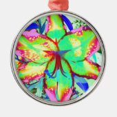 Kleurrijke bloemen groen roze lelie tropische bloe metalen ornament (Voorkant)