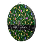 Kleurrijke bloemen, groene achtergrond, zwart dartbord (Voorkant Rechts)