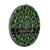Kleurrijke bloemen, groene achtergrond, zwart dartbord (Voorkant Links)