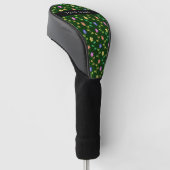 Kleurrijke bloemen, groene achtergrond, zwart golfheadcover (Schuin)