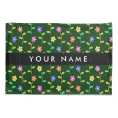 Kleurrijke bloemen, groene achtergrond, zwart kussensloop (Achterkant)