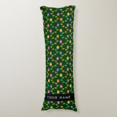 Kleurrijke bloemen, groene achtergrond, zwart lichaamskussen (Voorkant Verticaal)