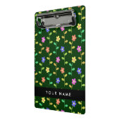 Kleurrijke bloemen, groene achtergrond, zwart mini klembord (Angled2)