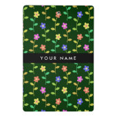 Kleurrijke bloemen, groene achtergrond, zwart mini klembord (Achterkant)