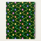 Kleurrijke bloemen, groene achtergrond, zwart planner (Achterkant)