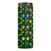 Kleurrijke bloemen, groene achtergrond, zwart thermosbeker (Achterkant)