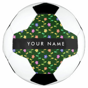 Kleurrijke Bloemen, Groene Achtergrond, Zwart Voetbal