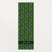 Kleurrijke bloemen, groene achtergrond, zwart yogamat (Achterkant)