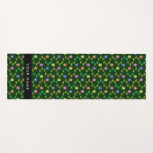 Kleurrijke bloemen, groene achtergrond, zwart yogamat (Voorkant (horizontaal))