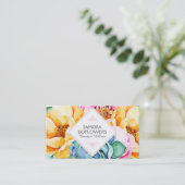Kleurrijke Bloemen & Groene Cactus Waterverven Visitekaartje (Staand voorkant)