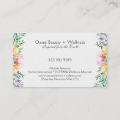 Kleurrijke Bloemen & Groene Cactus Waterverven Visitekaartje (Achterkant)