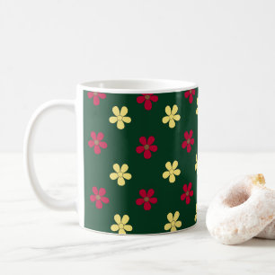 Kleurrijke Bloemen Groene Mooie Bloemmotief Koffiemok
