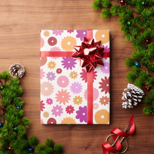 Kleurrijke Bloemen Groot Patroon Cadeaupapier (Feestdagen Geschenken)