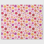 Kleurrijke Bloemen Groot Patroon Cadeaupapier (Vlak)