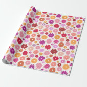 Kleurrijke Bloemen Groot Patroon Cadeaupapier (Uitgerold)