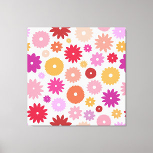 Kleurrijke Bloemen Groot Patroon Canvas Afdruk