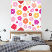 Kleurrijke Bloemen Groot Patroon Canvas Afdruk (Insitu (Slaapkamer))