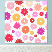 Kleurrijke Bloemen Groot Patroon Canvas Afdruk (Insitu (Houten vloer))