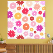Kleurrijke Bloemen Groot Patroon Canvas Afdruk (Insitu (Woonkamer))