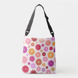 Kleurrijke Bloemen Groot Patroon Crossbody Tas