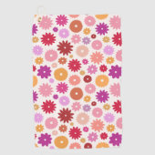 Kleurrijke Bloemen Groot Patroon Golfhanddoek (Voorkant)