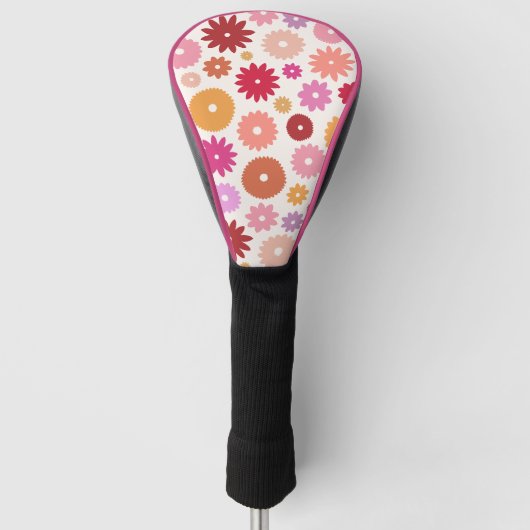 Kleurrijke Bloemen Groot Patroon Golfheadcover (Voorkant)