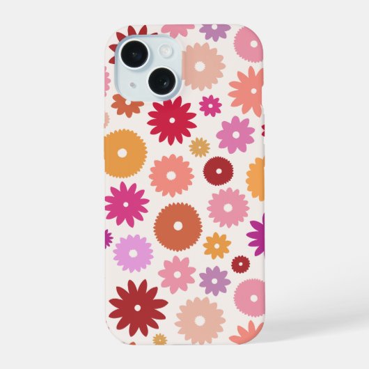 Kleurrijke Bloemen Groot Patroon iPhone 15 Case (Achterkant)