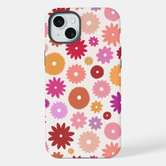 Kleurrijke Bloemen Groot Patroon iPhone Hoesje (Achterkant)