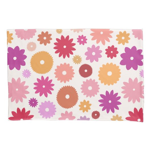 Kleurrijke Bloemen Groot Patroon Kussensloop (Voorkant)
