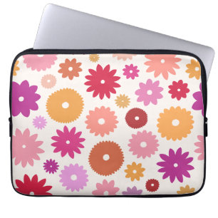 Kleurrijke Bloemen Groot Patroon Laptop Sleeve