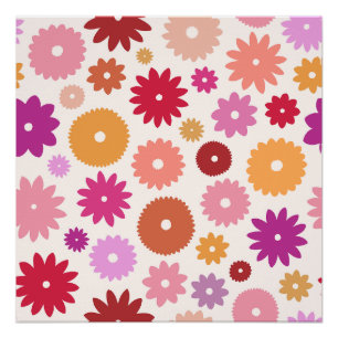 Kleurrijke Bloemen Groot Patroon Perfect Poster