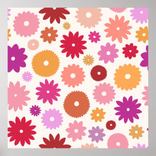 Kleurrijke Bloemen Groot Patroon Poster