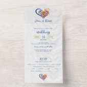 Kleurrijke Bloemen Hart Mexicaanse bruiloft All In One Uitnodiging (Binnen)