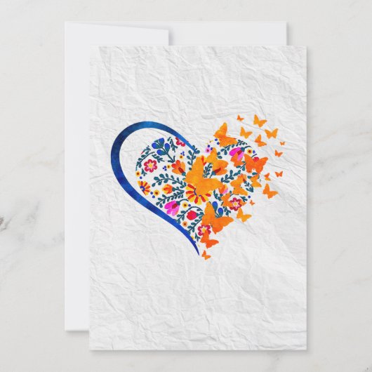 Kleurrijke Bloemen Hart Mexicaanse bruiloft Kaart (Achterkant)