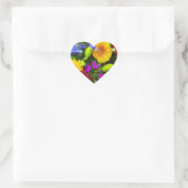 Kleurrijke bloemen hart sticker (Tas)