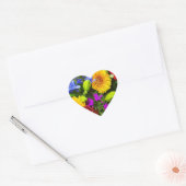 Kleurrijke bloemen hart sticker (Envelop)
