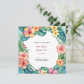 Kleurrijke bloemen Hawaii Verjaardag Bedankkaart (Staand voorkant)