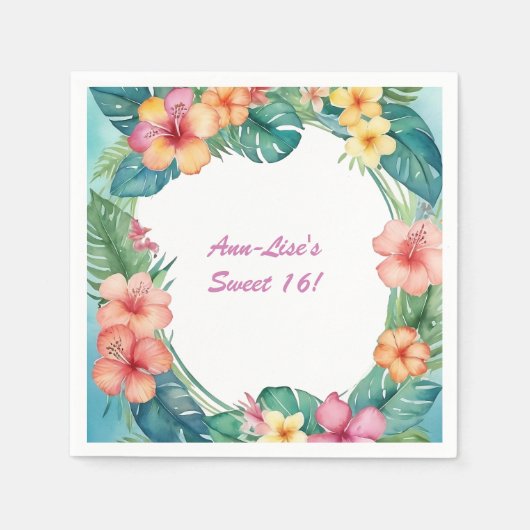 Kleurrijke bloemen Hawaii Verjaardag Servet (Voorkant)