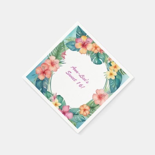 Kleurrijke bloemen Hawaii Verjaardag Servet (Hoek)