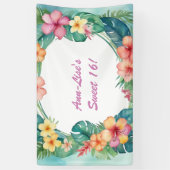 Kleurrijke bloemen Hawaii Verjaardag Spandoek (Verticaal)