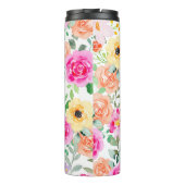 Kleurrijke Bloemen Heet Roze Thermosbeker (Achterkant)