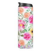 Kleurrijke Bloemen Heet Roze Thermosbeker (Geroteerd rechts)