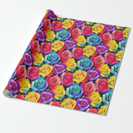 Kleurrijke bloemen, heldere waterverf rozenprint cadeaupapier