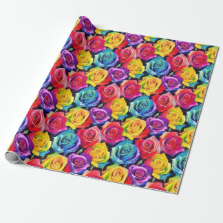 Kleurrijke bloemen, heldere waterverf rozenprint cadeaupapier