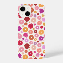Kleurrijke Bloemen Herhalend Patroon iPhone 14 Hoesje