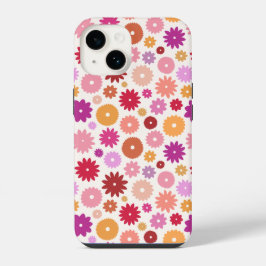 Kleurrijke Bloemen Herhalend Patroon iPhone 14 Hoesje