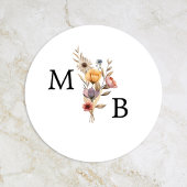Kleurrijke Bloemen Huwelijk Monogram Envelop Verze Ronde Sticker