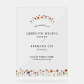 Kleurrijke Bloemen Huwelijk Welkom Acryl Bord (Voorkant)