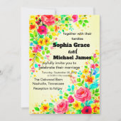 Kleurrijke Bloemen Huwelijksuitnodiging | Waterver Kaart (Voorkant)
