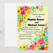 Kleurrijke Bloemen Huwelijksuitnodiging | Waterver Kaart (Voorkant / Achterkant)